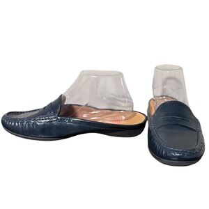NWOB Marc Joseph New York Navy Patent Leather Union Mule Loafer‎ Shoes Size 9